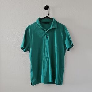 Apt. 9 Men's Polo Shirt Short Sleeve Green L Quarter Button Up